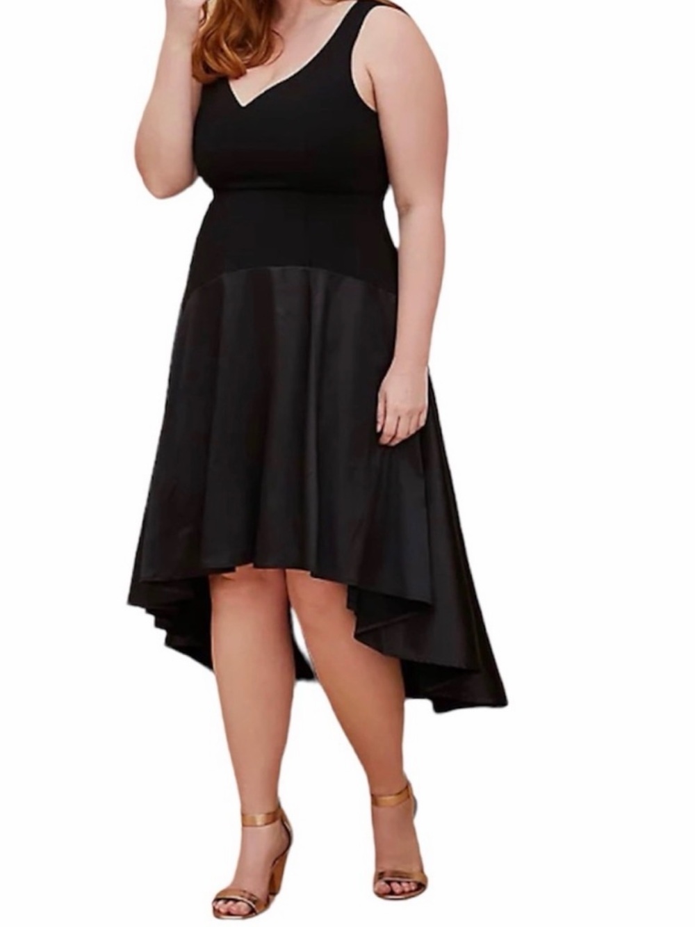 *NWT* Special Occasion Black Scuba Knit and Satin Hi-Lo Gown 20